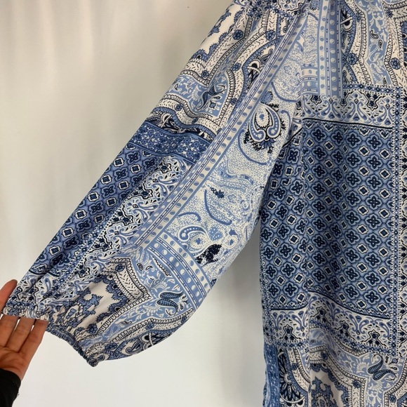 Cynthia Rowley Blue Patchwork Blouse Plus Size 2X Bow-Tie Neck Flowy Sleeve
Boho - Picture 8 of 15